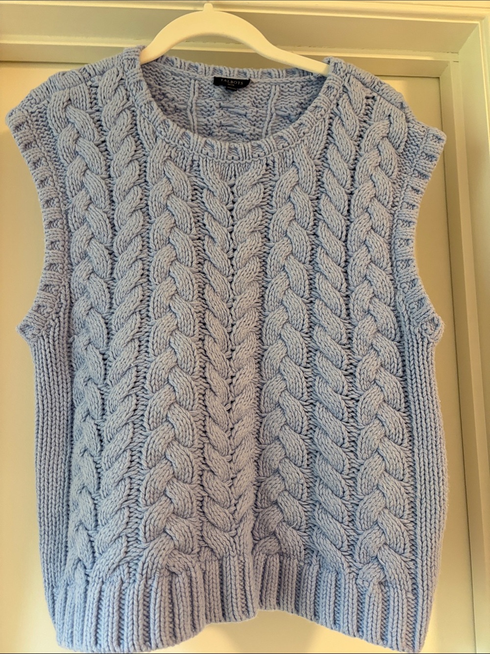 Talbots Light Blue Cable-Knit Sleeveless Sweater Vest